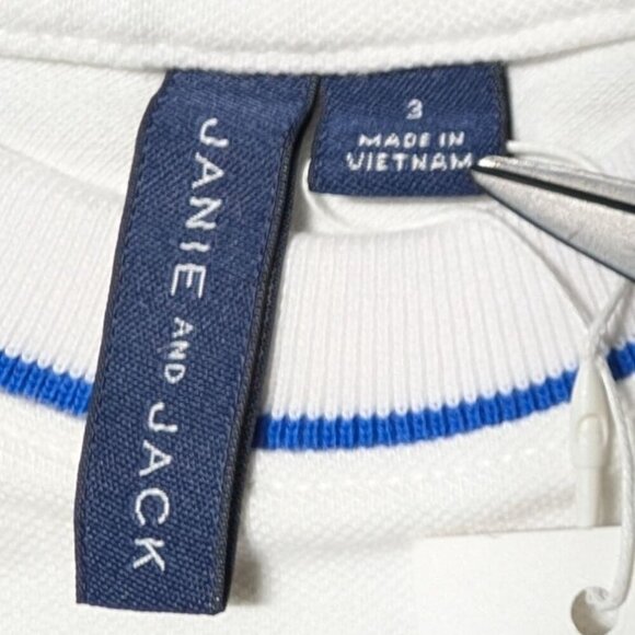 Janie and Jack White T-Shirt Boys Size 3 100% Cotton Pocket Coastal Blue NWT - Picture 2 of 7